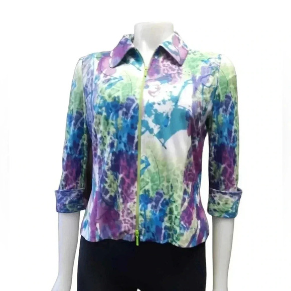 Joseph Ribkoff Water Colour Lined jacket With 3/4 Length Rolled Sleeve 6 - Picture 1 of 11